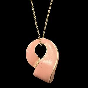 ⚜️New Gold chain necklace w blush pink teardrop pendant C6